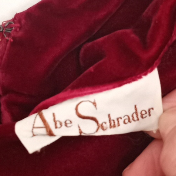 Vintage 50s Velvet Abe Schrader Burgundy Red Retro Front Bow Cocktail Dress - Picture 2 of 7